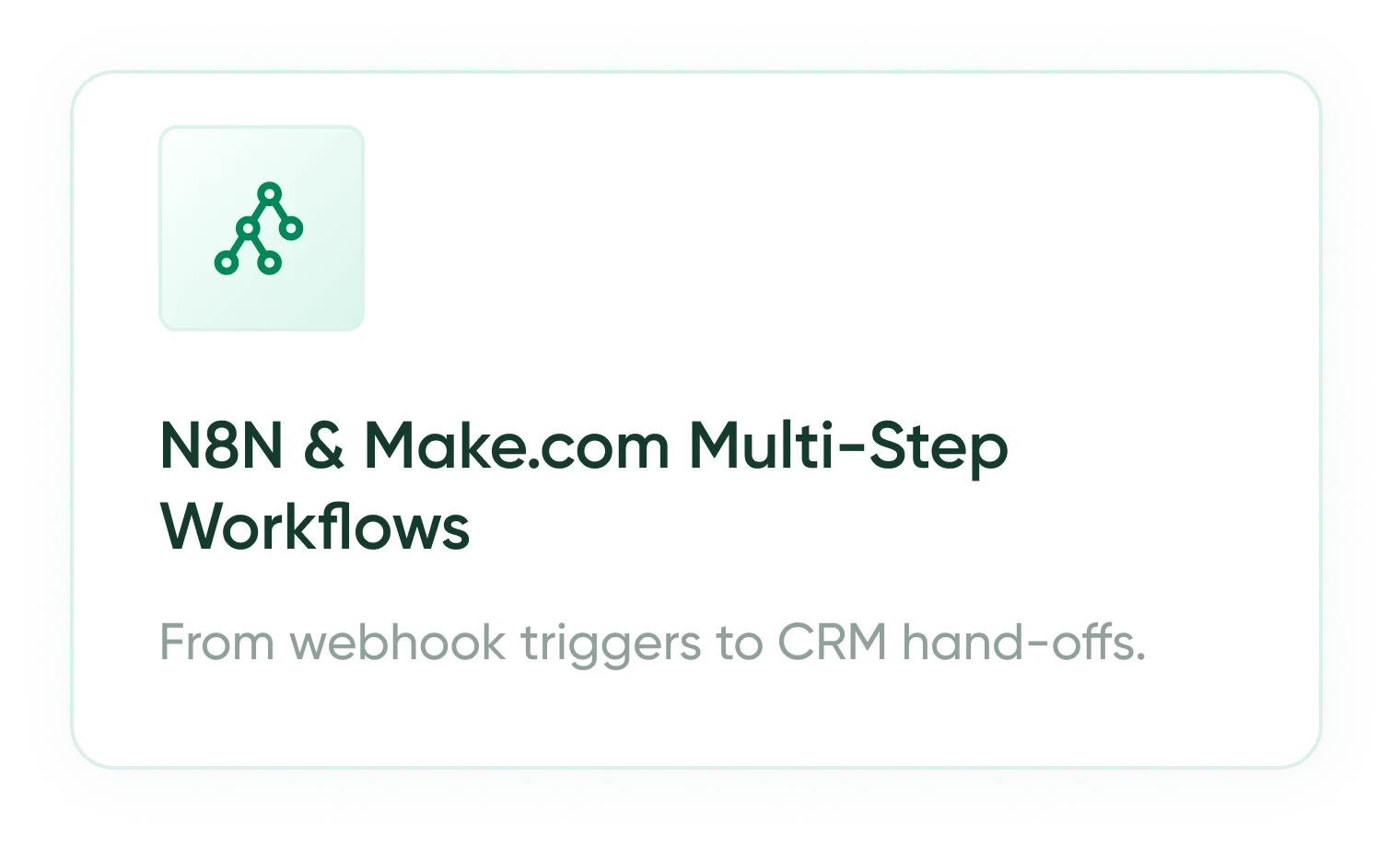 N8N & Make.com Multi-Step Workflows — from webhook triggers to CRM hand-offs.